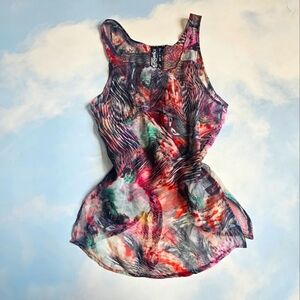 Vintage Y2k Lip Service Tank Top Colorful Abstract Women's Top